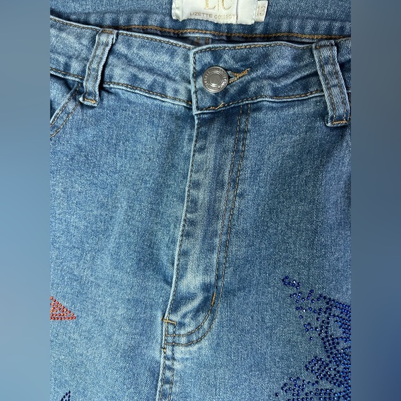 Y2K Star Rhinestone Cargo Jogger Jeans LIC Lizette Collection Size 13 - Picture 7 of 16